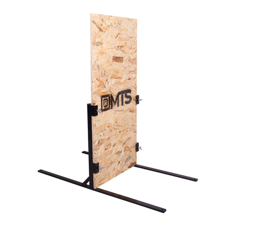 Ocelová základna Aim Right CZ pro montáž střeleckých zástěn a barikád – kompatibilní s deskami do 24 mm, bez nutnosti nářadí.