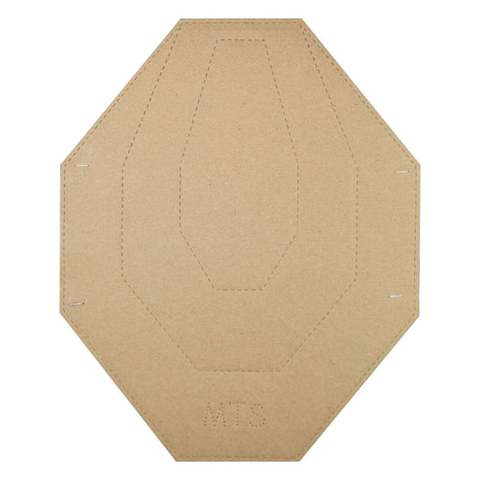 Kartonový terč IPSC v plné velikosti s jasnými zónami A, C, D, ideální pro trénink a závody. Bílá stránka.